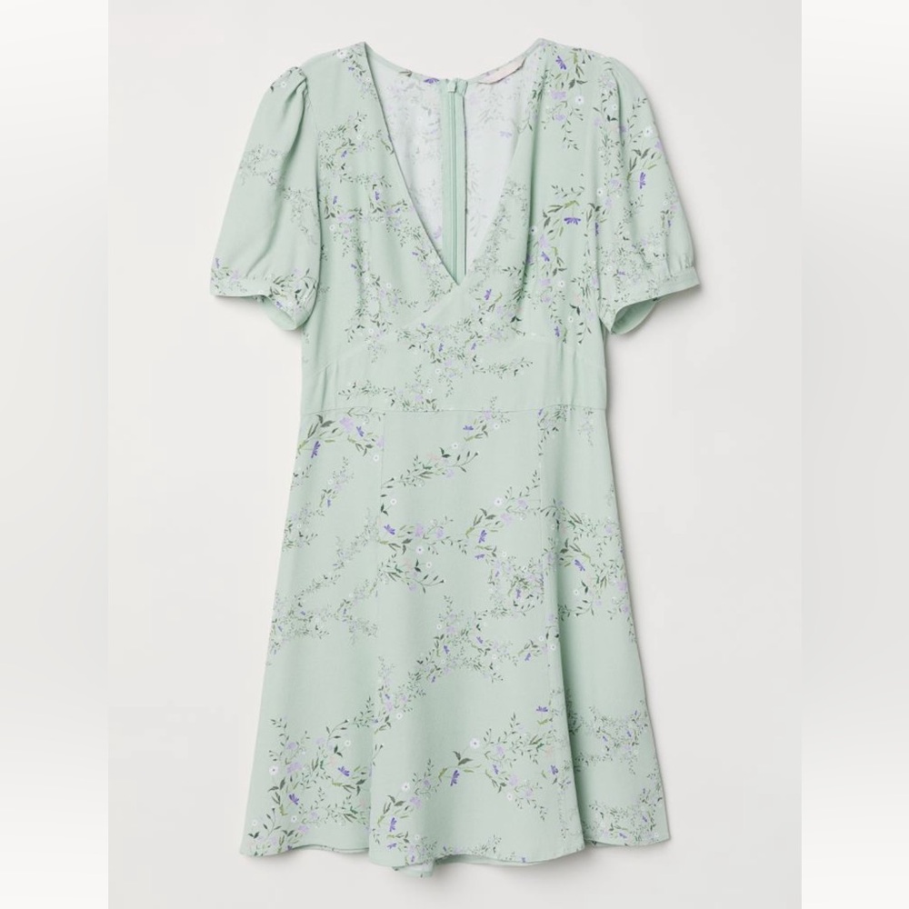 H&M Green Floral Dress Size 10